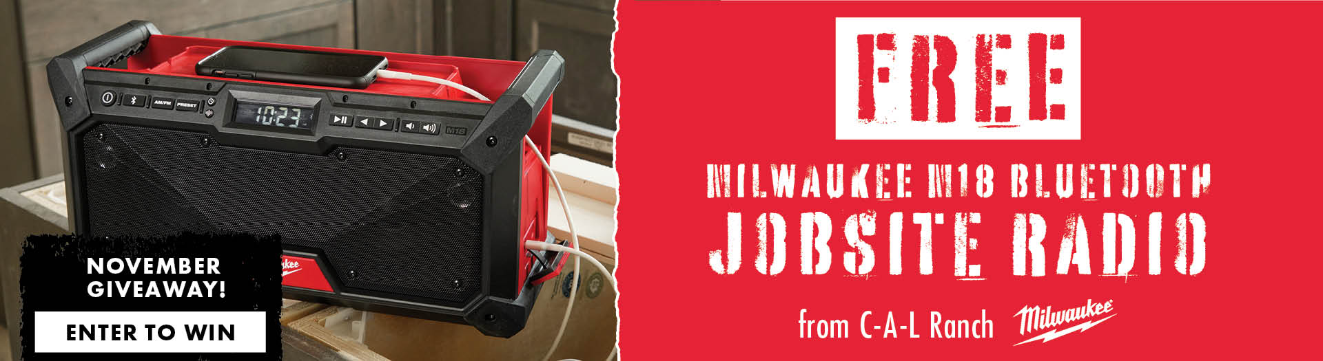 FREE Milwaukee M18 Bluetooth Jobsite Radio