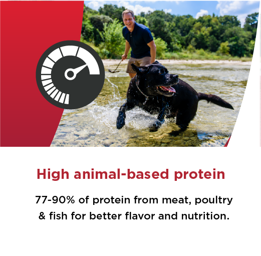 High animal-based protein 77-90% of protein from meat, poultry & fish for better flavor and nutrition.