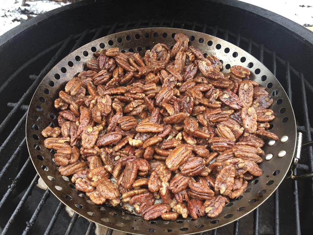 Pecans Roasting on Big Green Egg