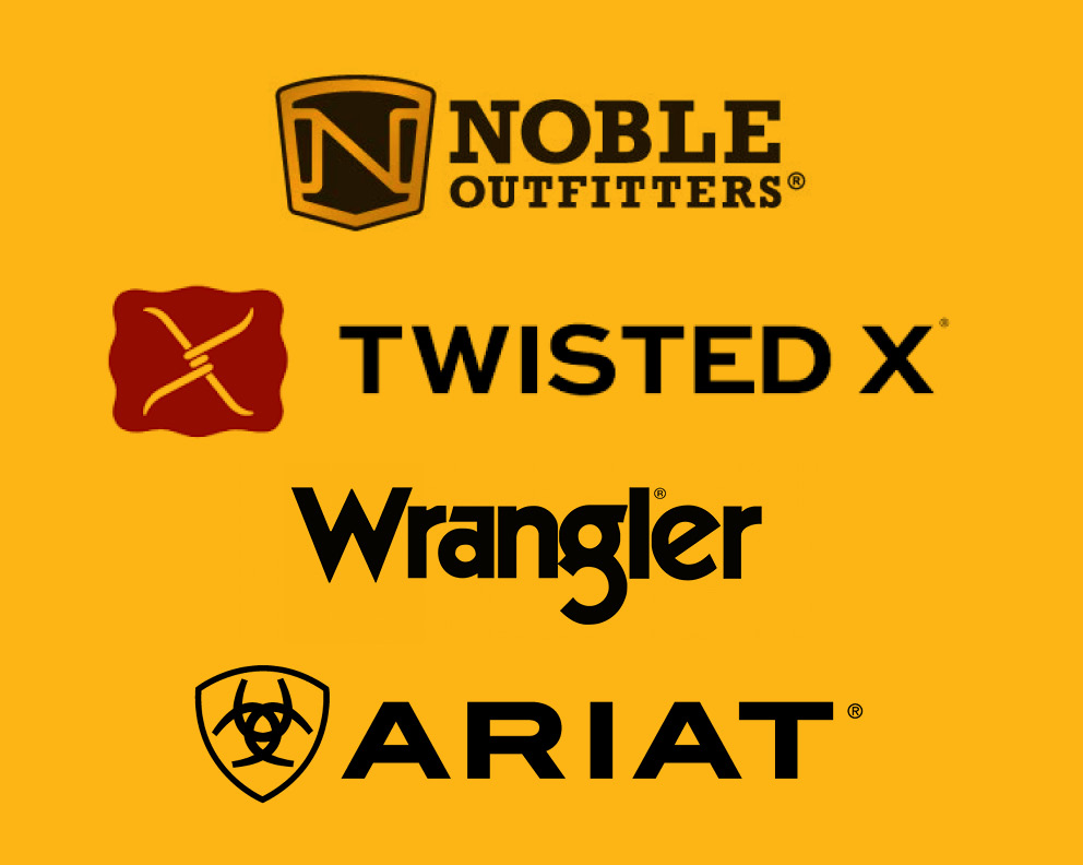 Noble Outfitters, Twisted X, Wrangler, Ariat
