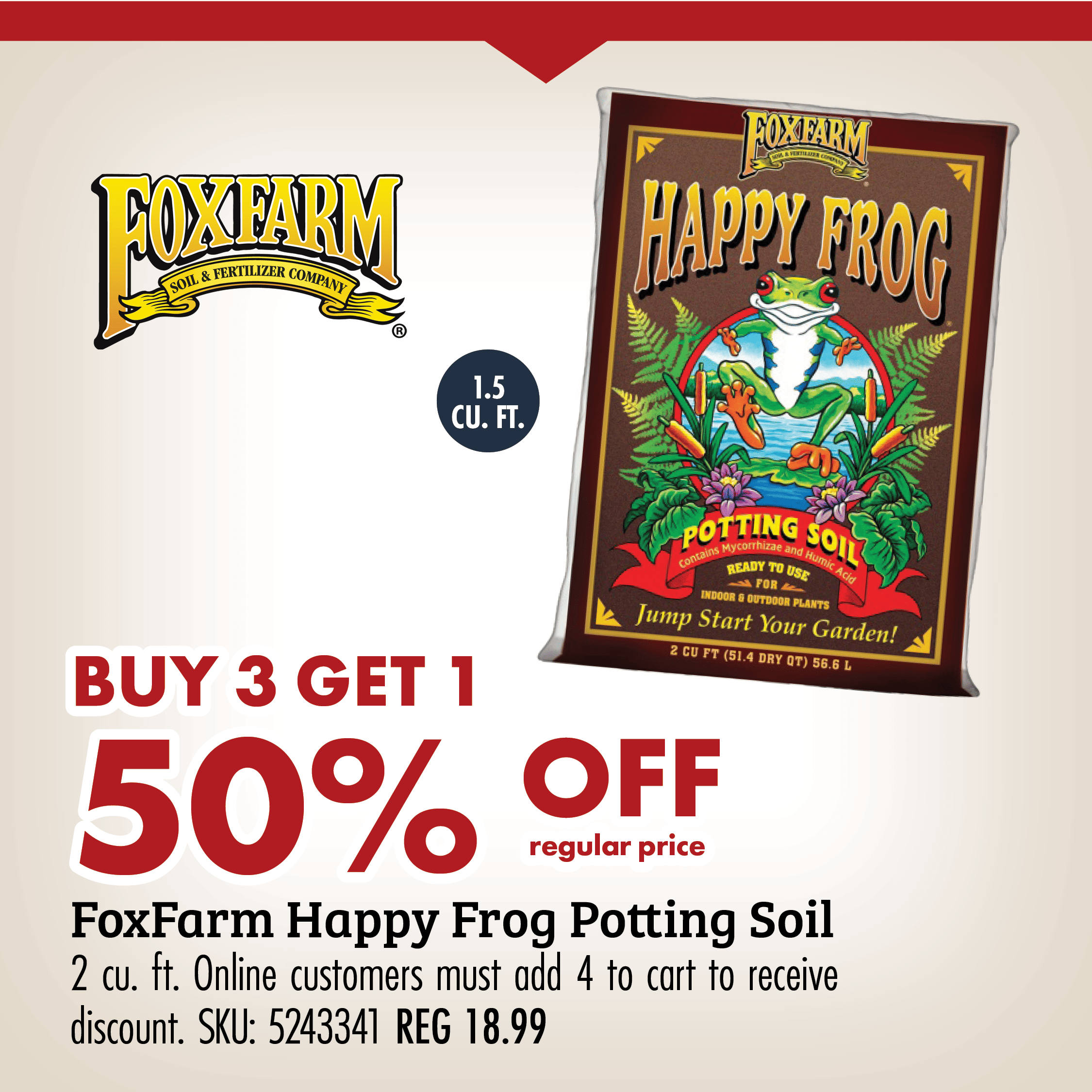 BUY 1 GET 1 50% OFF FoxFarm Happy Frog Potting Soil