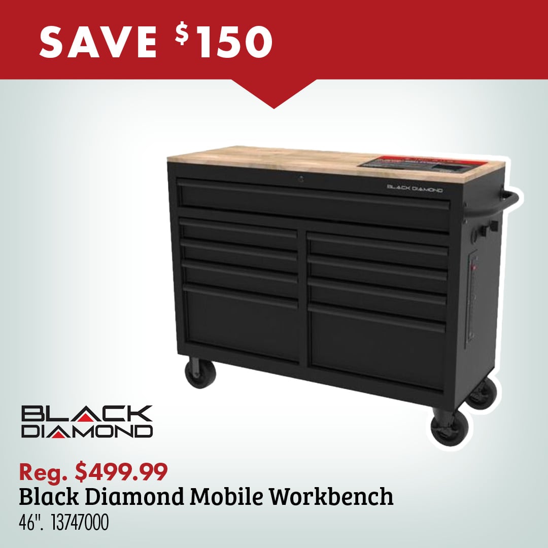SAVE $150 Reg. $499.99 Black Diamond Mobile Workbench 46". 13747000
