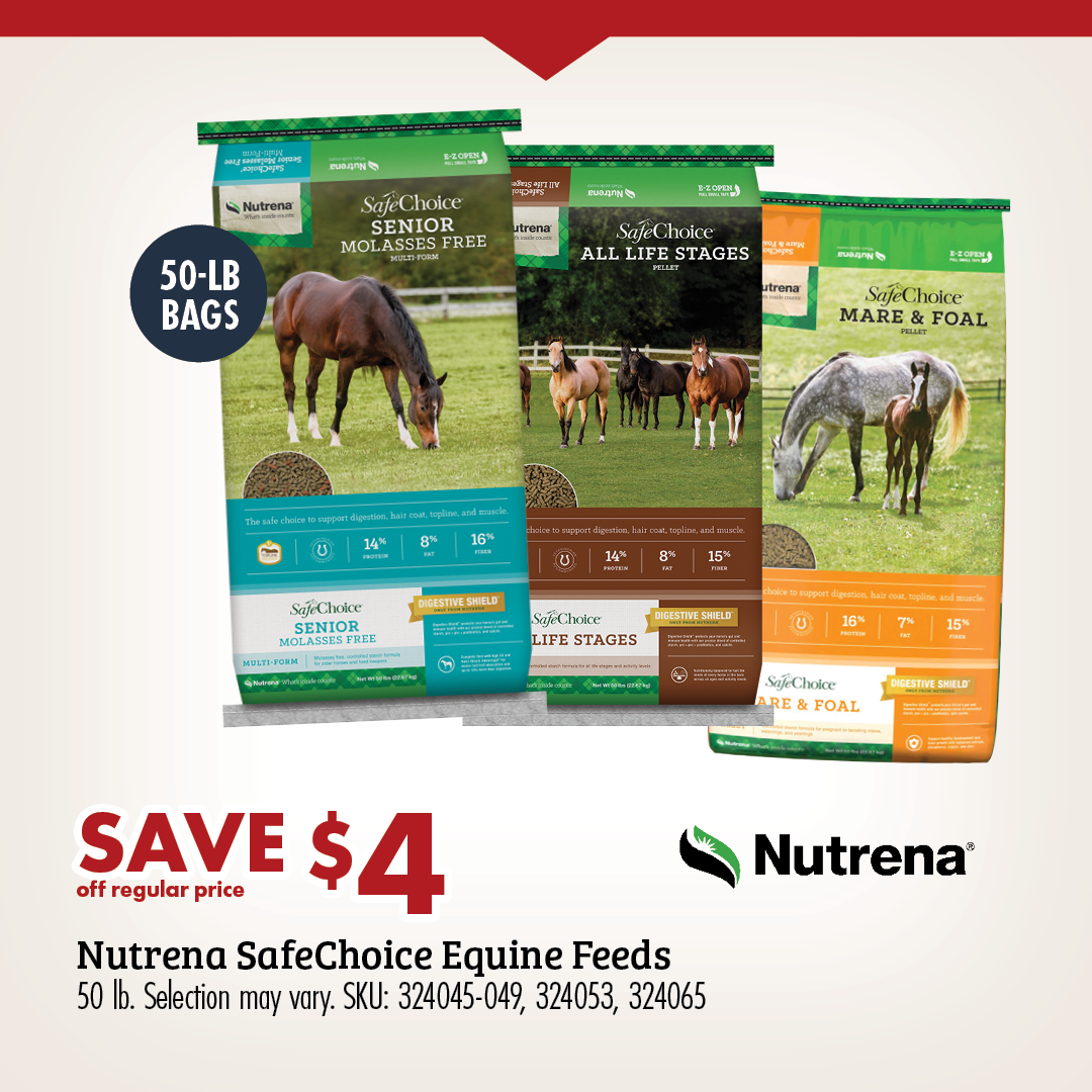 SAVE $4 Nutrena SafeChoice Maintenance Equine Feed 50 lb.