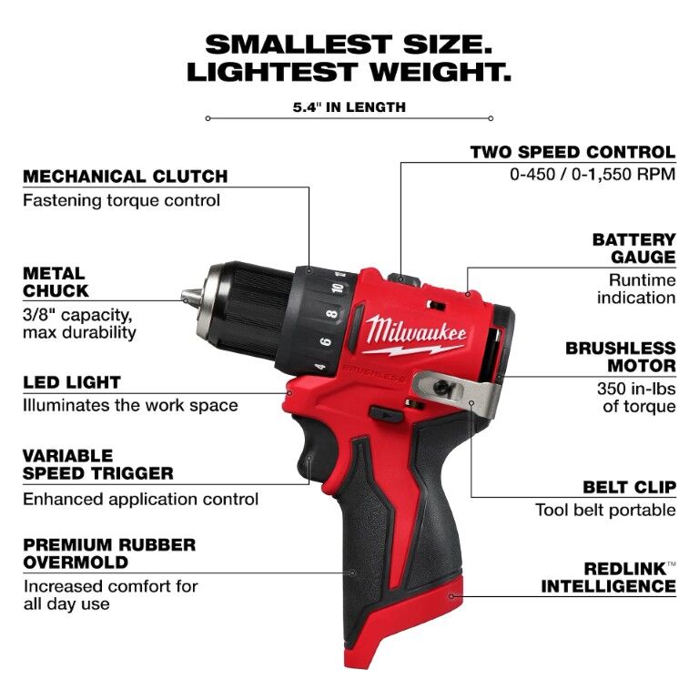 Milwaukee M12 Subcompact Brushless Drill Driver & Impact Driver 2-Tool Combo Kit