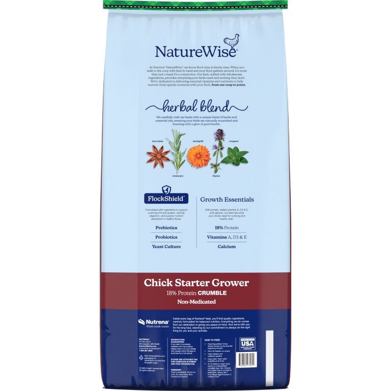 Nutrena NatureWise Chick Starter Grower 18% Crumble Non-Medicated, 40-Lb