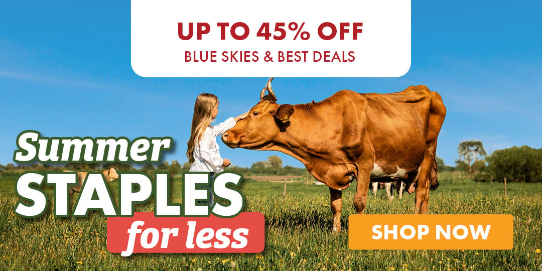 UP TO 45% OFF BLUE SKIES & BEST DEALS Summer STAPLES for less SHOP NOW